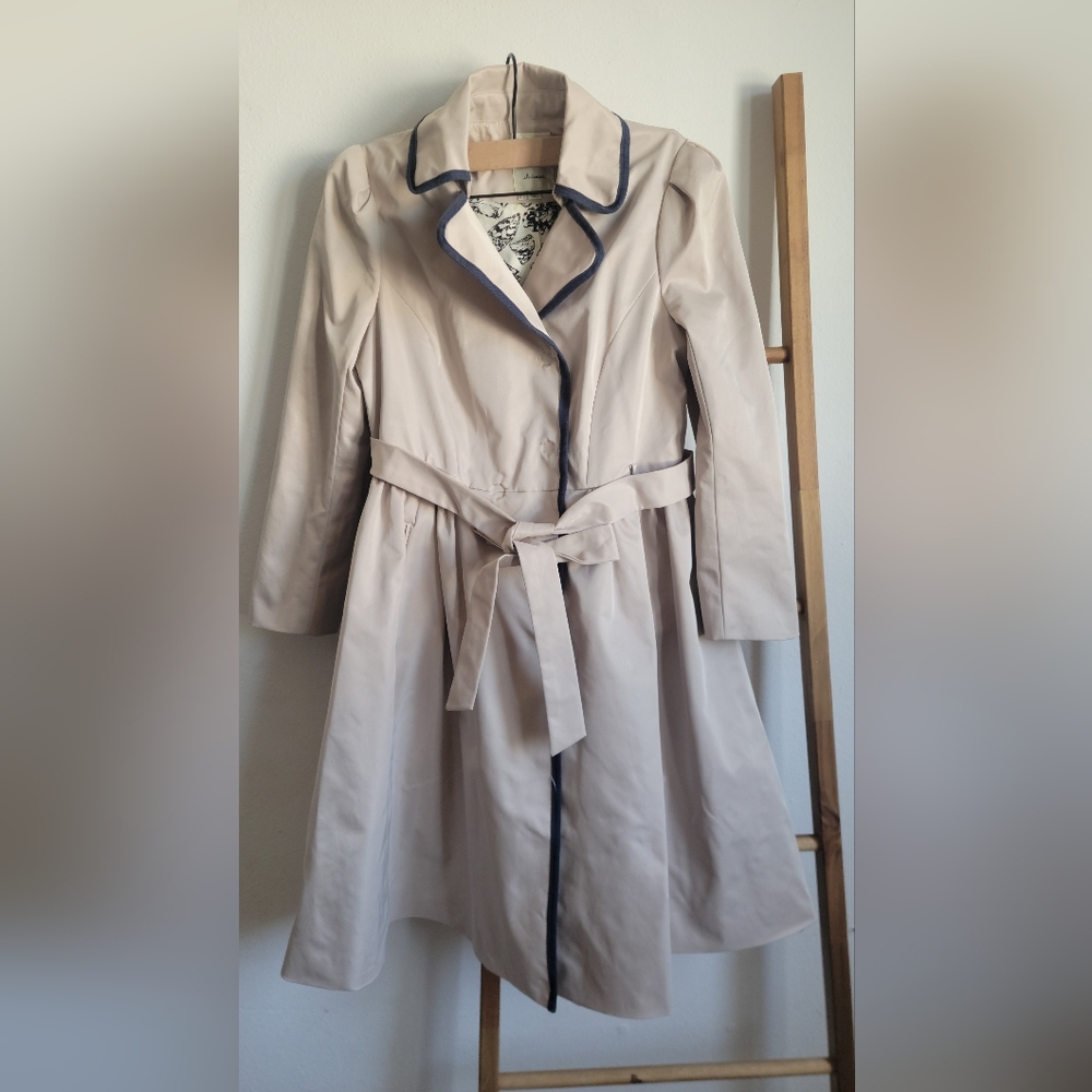 elevenses Beige Trench Coat with Navy Trim